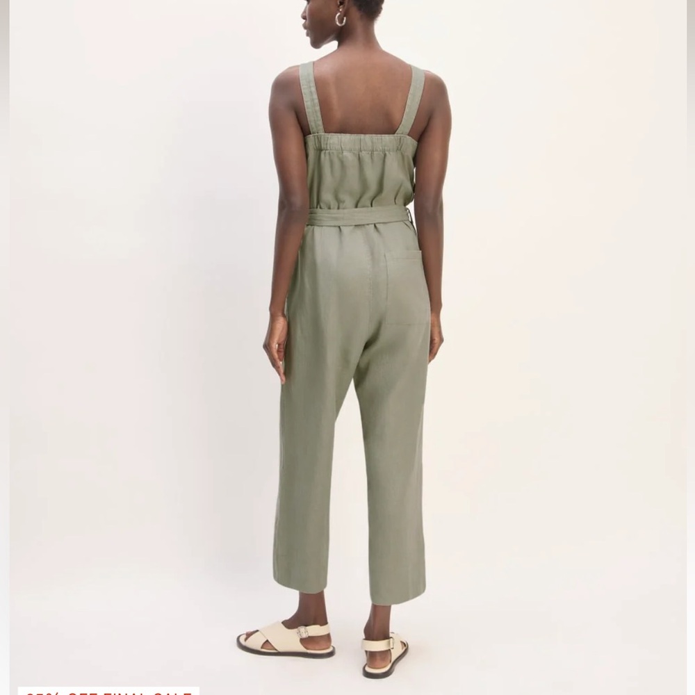 Everlane The Linen Side Button Jumpsuit Size 6 Sage Green - Picture 2 of 7